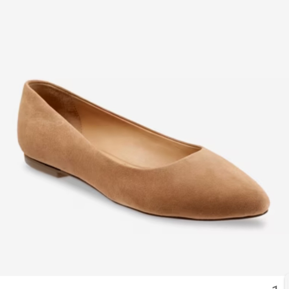 Trotters Estee Camel Suede Pointed Toe Ballet Flats